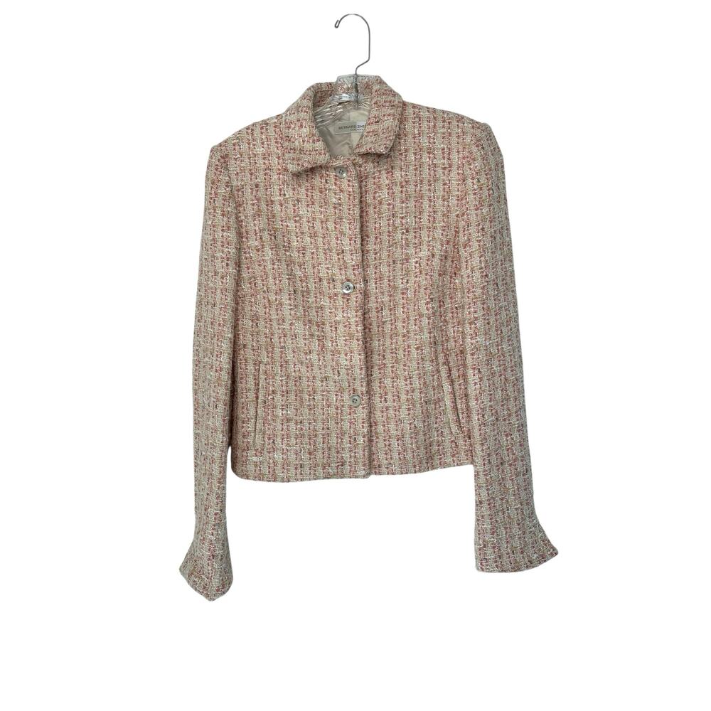 Bernard Zins Blazer Pink Tweed‎ Twee Office Work Career Business Size 4